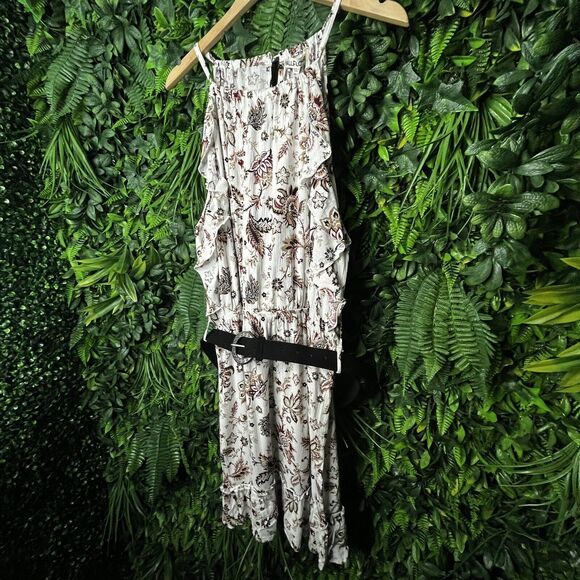 WILD ROSE Women Dress Plus 2XL Beige Floral Stretch Waist Belted NWT 0676 - Picture 6 of 10